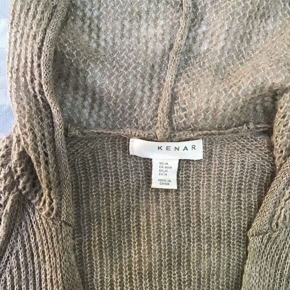 Kenar Hoodie Crochet Knit Sweater Tan Medium Beige Neutral Tone - Picture 8 of 13